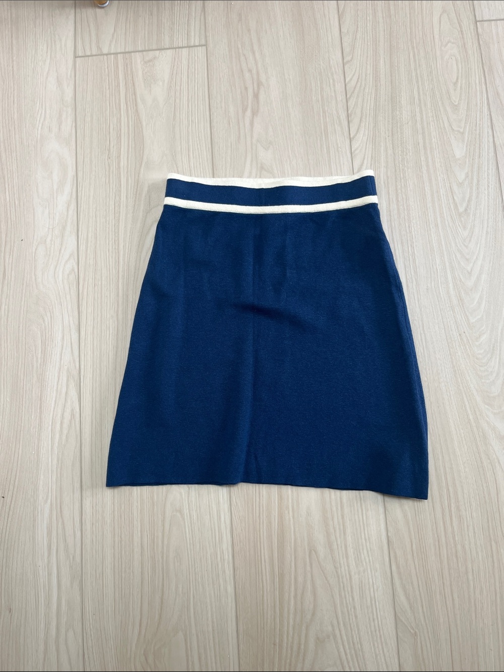 RODIER Navy Mini Skirt with White Waistband